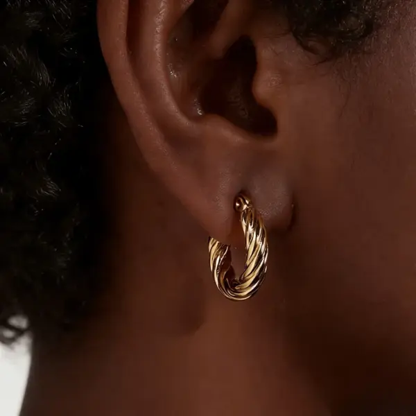 Wholesale Round Hypoallergenic Earrings In 304 Stainless Steel With 18K Real Gold PVD Coated Plating, 0.03µm Thickness, Unisex