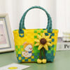 Wholesale Colorful children's portable vegetable basket women's bag artistic handmade woven bag flower cute summer seaside beach