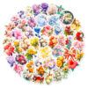 Wholesale Big Sale of 50 Retro Florals Graffiti Stickers Plant Flowers Cartoon Creative Handbook Stickers Export Best-Selling