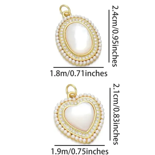 Wholesale 1 Piece Copper Artificial Pearls Shell 18K Gold Plated Virgin Mary Oval Heart Shape Polished Pendant