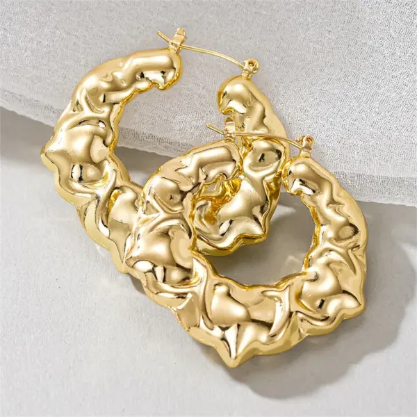 Wholesale Three-dimensional Geometric Earrings For Women In Copper With KC Golden Plated Water Plating And 0.03µm Thickness