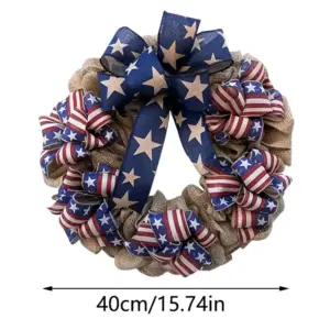 Red and Blue Ribbon Independence Day Wreath B