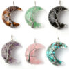 oly-bfe11e65d42ac2b3dab1a7a9f6a1c5b9 Wholesale Natural Stone Crystal Moon Winding Line Life Tree Gravel Pendant with Resin Stainless Steel Chain Teeth Necklace Jewelry