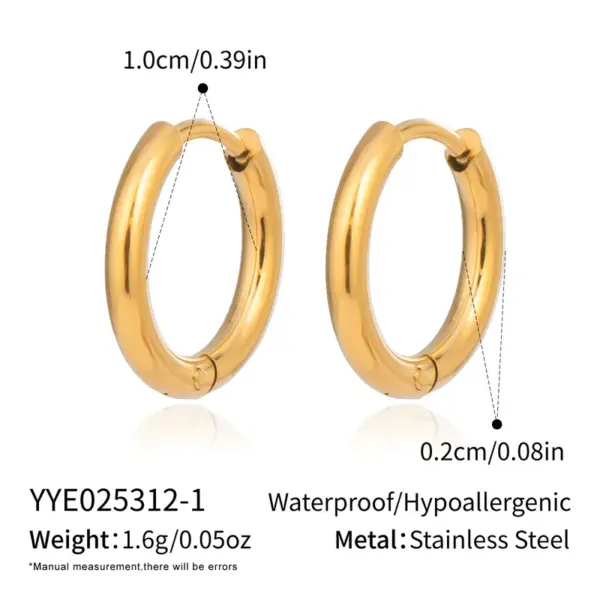 Wholesale 304 Stainless Steel Circle Round PVD Coated 18K Real Gold Plated 18K Gold Lady Sexy Rock Waterproof Non Tarnish Polishing Plating Gold Silver Earrings