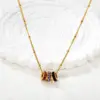 Wholesale Geometric Necklace For Women With Rhinestone Pendant, Electroplated 304 Stainless Steel Design