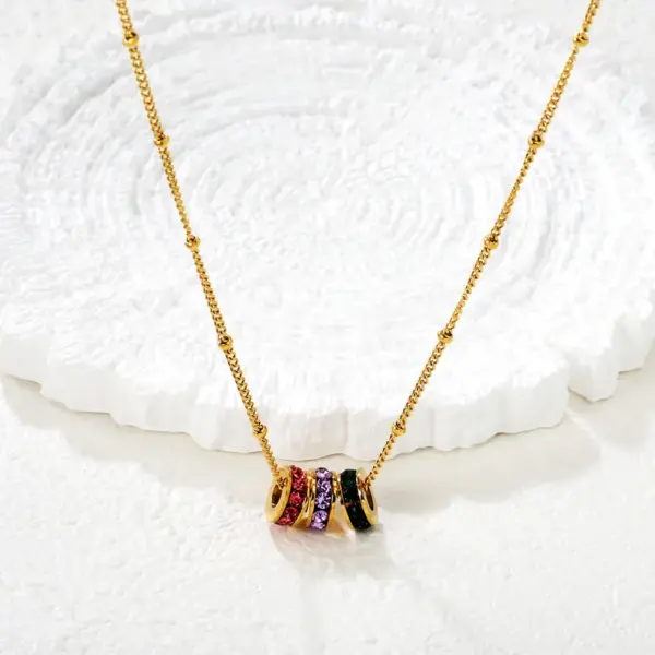 Wholesale Geometric Necklace For Women With Rhinestone Pendant, Electroplated 304 Stainless Steel Design
