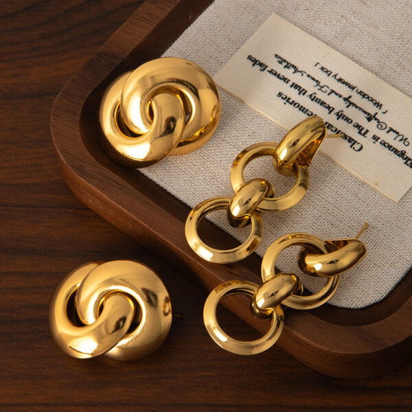 Wholesale Titanium Steel Earrings Solid Glossy Earrings High-End Autumn and Winter Earrings Accessible Luxury Niche Women's Earrings Ear Buckles