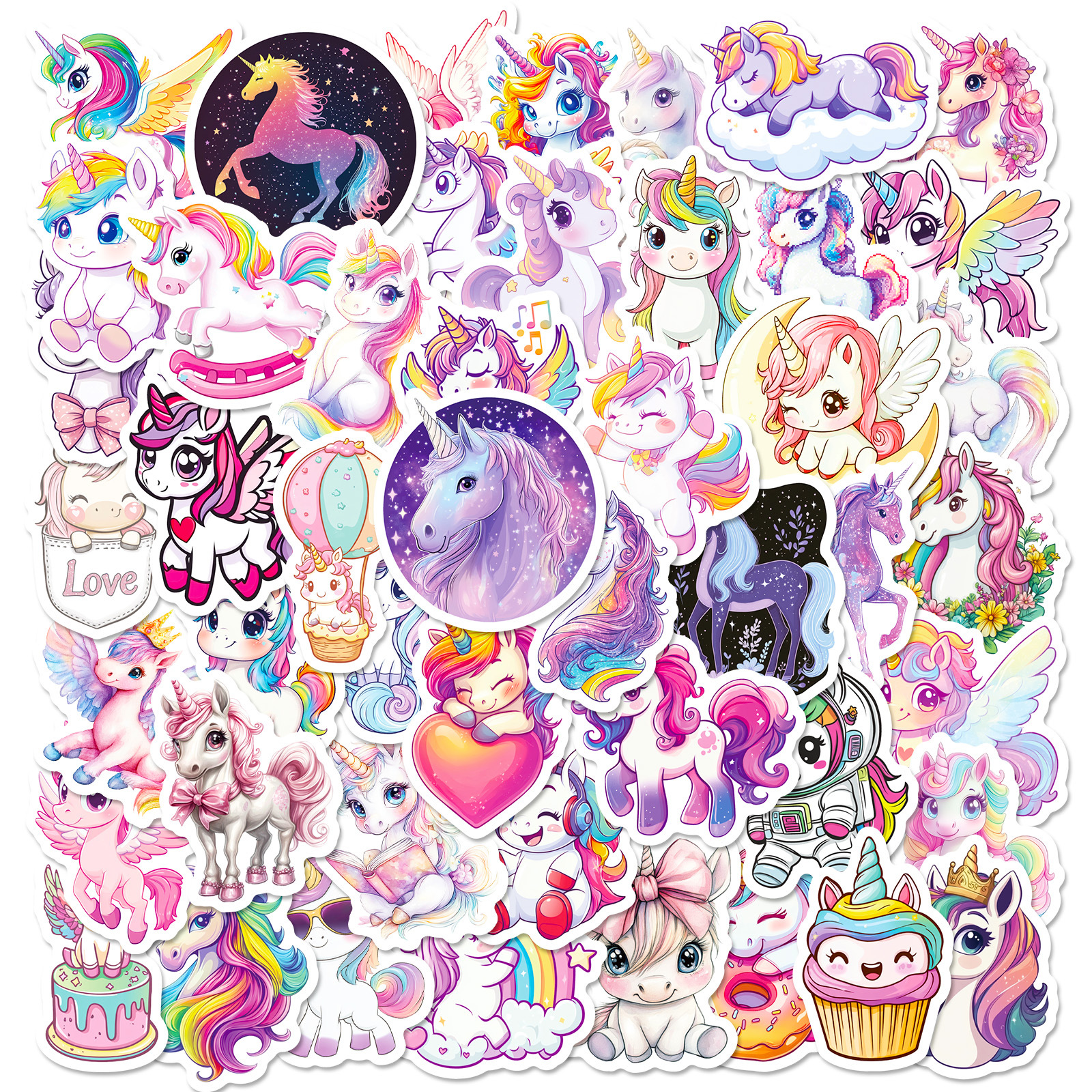 Wholesale 50 high-value fantasy unicorn series foreign trade wholesale stickers fairy tale cartoon stickers Amazon best seller