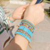Wholesale retro winding double-layer hand rope ethnic turquoise bracelet lovers woven bracelet jewelry
