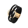 oly-c02ff2e98a5cea755b4c3cfc736a0b2e Wholesale Cross Leather Women Bracelet Metal Large Ring Cuff Bracelet Multi-layer Wristband Magnetic Buckle Bracelet