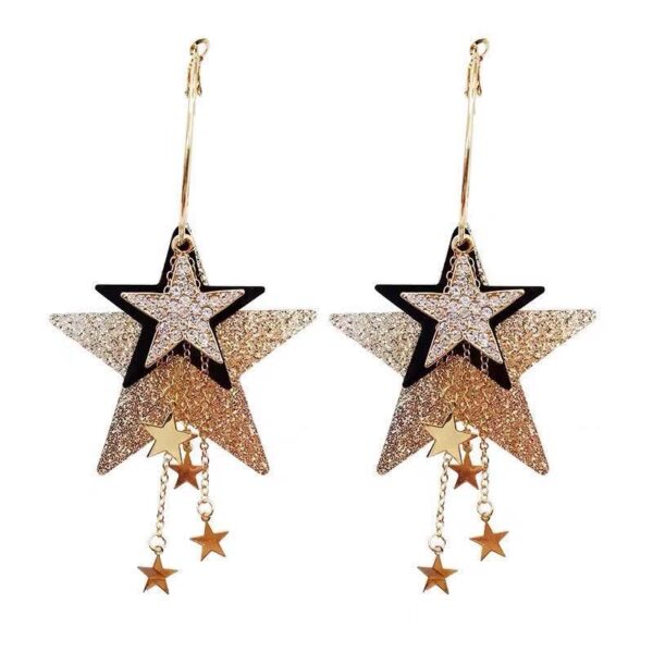 oly-c0342ca3930804c89d533e0418828374 Wholesale Exaggerated Five-Pointed Star Earrings, Earrings, Trendy Earrings That Make Your Face Slimmer, Style Long Earrings