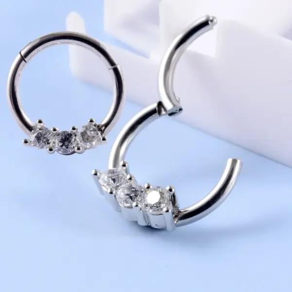 Wholesale 1 Piece Ear Cartilage Rings & Studs Fashion Solid Color 304 Stainless Steel G23 Titanium Synthetic Opal Rhinestones Zircon