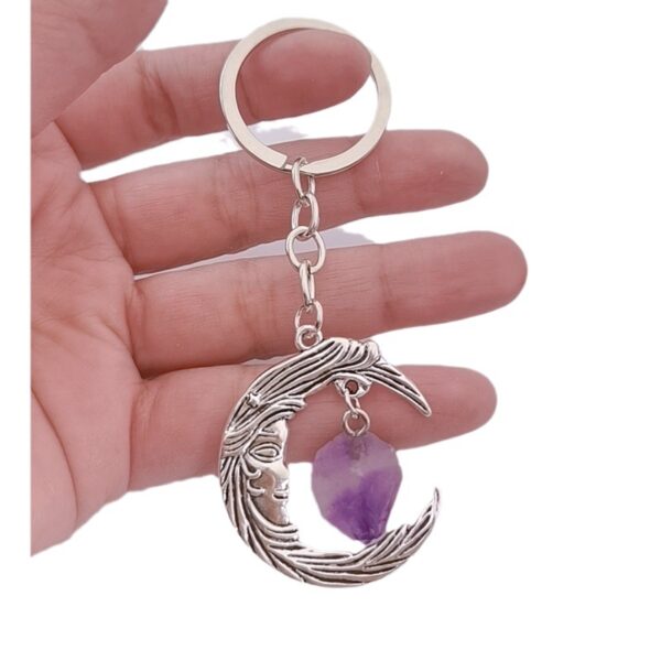 oly-c047d18fdddc6fe51273617bd04eda51 Wholesale fashion Gothic moon key purple irregular Spar accessories key chain
