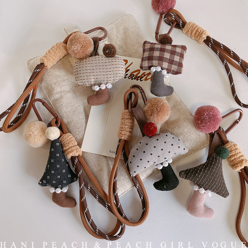 Wholesale HD11288A06 Fresh Mori Korean Style Ins Style Fabric Mushroom Car Keychain Pendant Bag Pendant Mobile Phone Chain