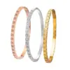 Wholesale Waterproof Non Tarnish Bangle For Women In Gold, Electroplated Titanium Steel With Rhinestones Inlay