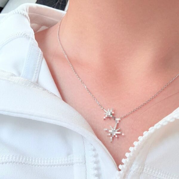 Wholesale 18k gold plated copper necklace with full diamonds and six-pointed star design.