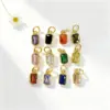Wholesale 18K Gold Plated Copper Color Retention Rectangular Colorful Zircon Twelve Constellation Stone Pendant DIY Jewelry Hanging Water Plated Imitation Gold Geometric