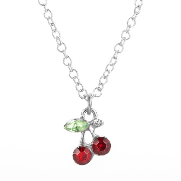 Wholesale Korean style selling jewelry fashion cute rhinestone red cherry necklace necklace wholesale exclusive