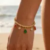 Wholesale Square Waterproof Couple Bracelets 304 Stainless Steel 18K Gold Plated Zircon Inlay Snake Chain