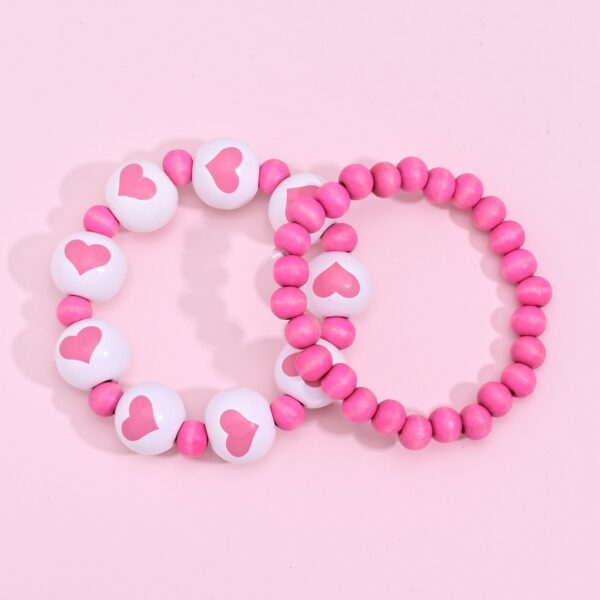 oly-c096123c61da659ffa8d1a16ceec7ba6 Wholesale style fresh sweet wooden beads heart-shaped printed round beads beaded bracelet for girlfriend Valentine's Day bracelet suit