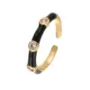 Wholesale Round Enamel Rings For Women In Copper With 14K Real Gold Electroplated Finish Featuring Zircon Inlay