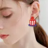 Wholesale Independence Day USA Beautiful Earrings Acrylic Heart Pattern Ethnic Style Star Craft Unisex Jewelry Accessories