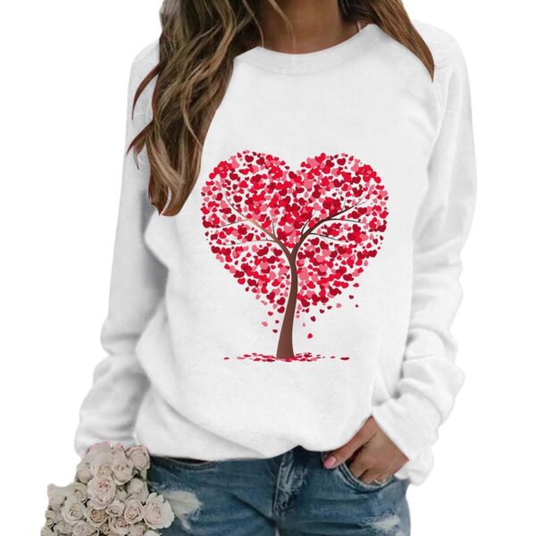 oly-c0a30334c2160a314aaae0327380351a Wholesale Trade Valentine's Day 3D Crewneck Sweat Women's Red Love Tree Women's Wear One Piece Hair