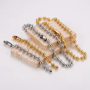 Wholesale AML Trendy Hip-Hop 304 Stainless Steel 10mm Round Bead Chain 18k Gold Plated Bracelet Necklace Set