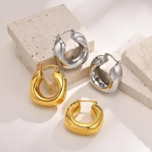 Wholesale Geometric Earrings In 304 Stainless Steel With KC Golden Electroplated Waterproof Non Tarnish Finish, 0.03µm-0.05µm Thickness, Unisex