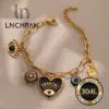 Wholesale Devil's Eye Waterproof Bracelet For Women With 18K Gold Plated 304 Stainless Steel Resin Inlay Cuban Link Chain