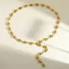 Wholesale Vacuum-plated (in-furnace) With 18K Real Gold On 304 Stainless Steel—elegant, Vintage, And Romantic Oval, Heart-shaped, And Diamond-inspired Chain Necklace With Lobster Clasp, Available In Gold, Perfect For Women