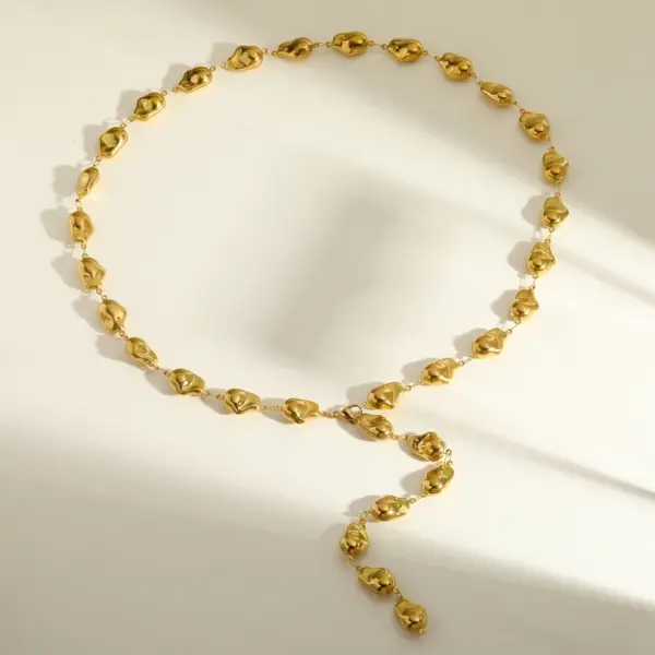 Wholesale Vacuum-plated (in-furnace) With 18K Real Gold On 304 Stainless Steel—elegant, Vintage, And Romantic Oval, Heart-shaped, And Diamond-inspired Chain Necklace With Lobster Clasp, Available In Gold, Perfect For Women