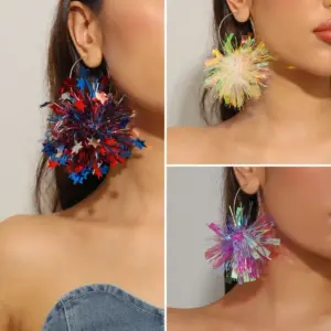 oly-c0ae1320404eae031fdcc4ac58e97a16 Wholesale Star-shaped Hoop Earrings For Women Metal Material Minimalist American National Day Celebration Jewelry Accessories
