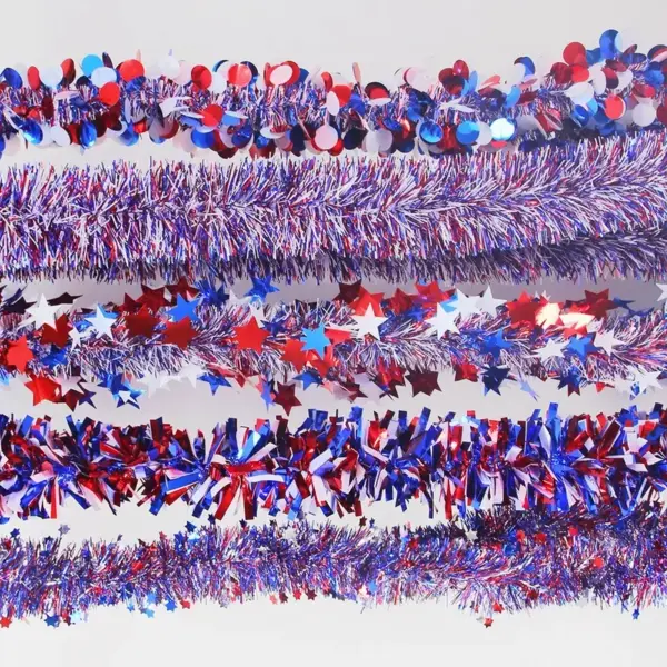 Wholesale 7th Of July Independence Day Stars Colorful Stripes Red White Blue Flocked Flower Home Garden Decoration Wide Leaf Ribbon 2m Polyester Material