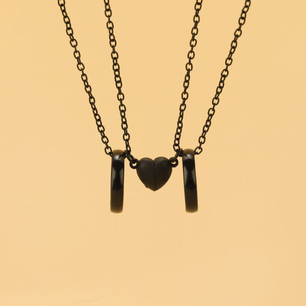 Wholesale hollow heart ring love magnetic necklace unisex magnet couple necklace suit good friend