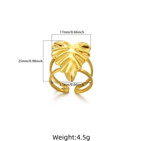 Wholesale PVD Coated Real Gold Plated Sun Star Heart Shape 304 Stainless Steel Hip-Hop Exaggerated Oversized Waterproof Non Tarnish Open Rings