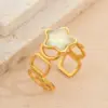 Wholesale Colorful Star Stainless Steel Open Ring Fashionable Freshened Up Diamond Embedded Non-Fading Hand Jewelry For Women