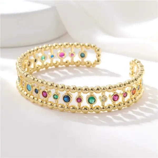 Wholesale Women’s Electroplated Copper Bangle With Zircon Inlay In Colour