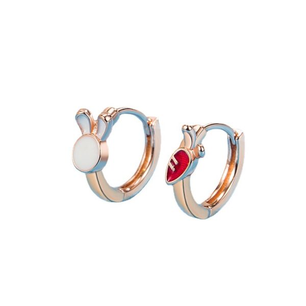 Wholesale Rabbit radish ear buckle women's elegant small simple cute asymmetric earrings niche exquisite earrings