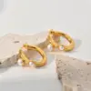 Wholesale Three-dimensional Geometric Earrings For Women, Electroplated Copper With Golden Plated Finish And Artificial Pearl Inlay