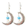 Wholesale Source Retro Bohemian Three-dimensional Glazed Mushroom Moon Mysterious Earrings Ethnic Style Pine Stone Earrings