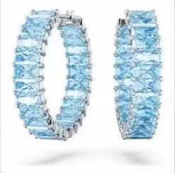 Ladder diamond blue earrings