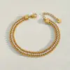Wholesale Women’s Square Bracelets With Bezel Setting, 18K Real Gold Plated 304 Stainless Steel, PVD Coated Cable Chain Featuring Zircon Inlay