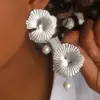 Wholesale 304 Stainless Steel Chrysanthemum Daisy PVD Coated 18K Gold Real Gold Plated Vacation Waterproof Non Tarnish Gold Silver Drop Earrings