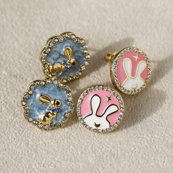 Wholesale Easter Diamond Rabbit Blue Glazed Earrings Gorgeous Ladies Party Earrings Niche Design Fashion All-Match
