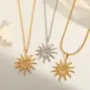 Wholesale Jewelry Retro Classic Style Sun 304 Stainless Steel Plating Pendant Necklace Cable Chain