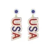oly-c13a4c76eab09095a1ccd5ce4bc0bfea Wholesale New Jewelry American Independence Day Bead Earrings Women's Style Letter Alphabet Alloy Personality Hoops