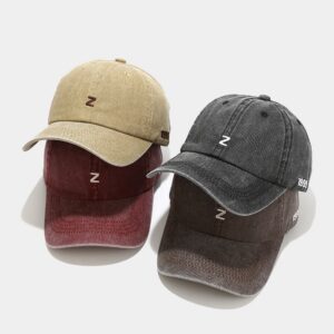 Wholesale European and American New Z Letter Embroidered Washed Vintage Baseball Cap Old Men's and Women's Big Head Wai Cap Outdoor Sunshade