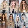 Wholesale wig medium gradient yellow long curly hair women's big wave wig rose net