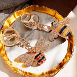 oly-c14dd2985d02150707b665335174b247 Wholesale Diamond-Encrusted Little Bee Insect Car Keychain Metal Cute Women's Bag Pendant Key Chain Ring Creative Gift